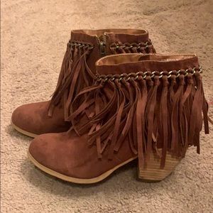 Fringe, studded booties